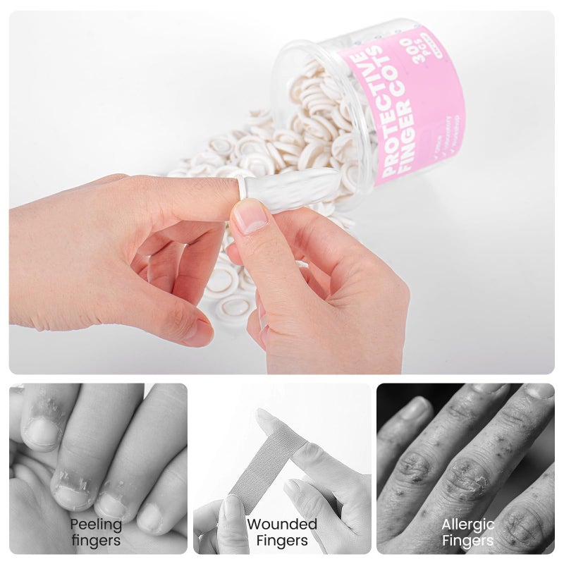 coldpa Professional Rubber Finger Cots - Textured Grip & Latex-Free Finger Tip Protectors for Counting Money, Handling Paper, Reusable Protective Guards 2.67" x 0.98", Labor Protection Finger Guards (300PCS) - Image 4