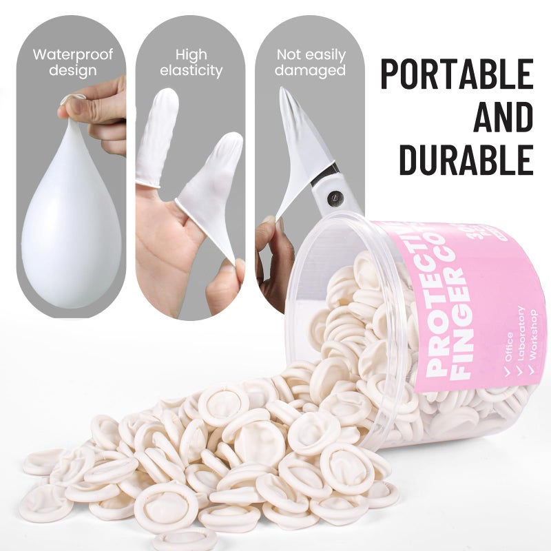 coldpa Professional Rubber Finger Cots - Textured Grip & Latex-Free Finger Tip Protectors for Counting Money, Handling Paper, Reusable Protective Guards 2.67" x 0.98", Labor Protection Finger Guards (300PCS) - Image 5