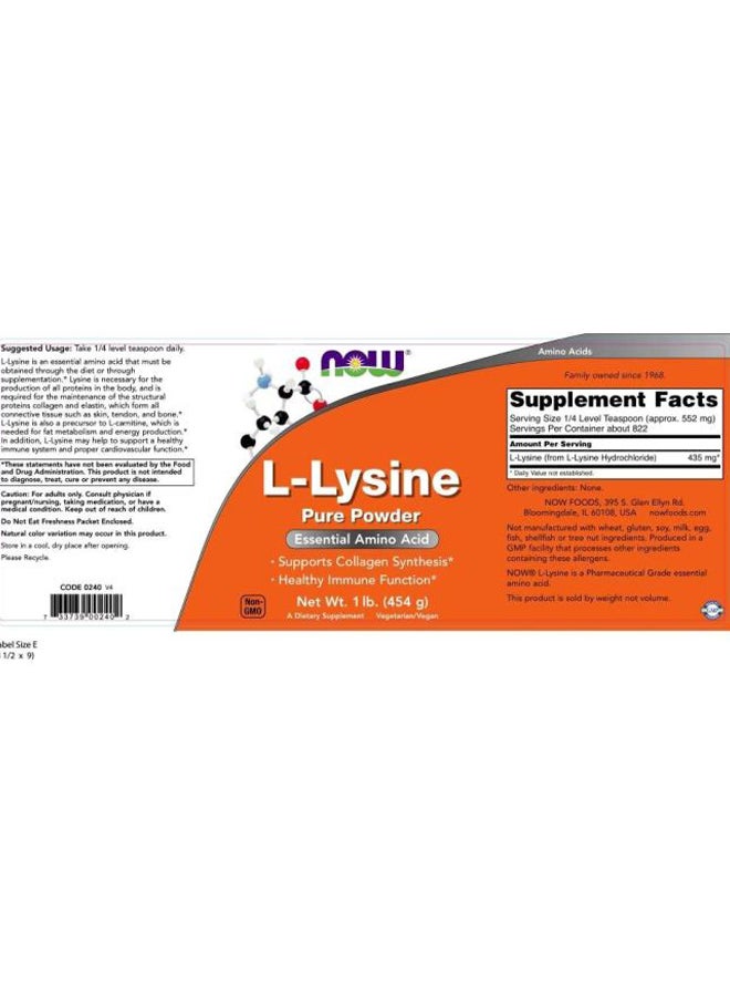 Now Foods L-Lysine Amino Acid Powder - Image 3