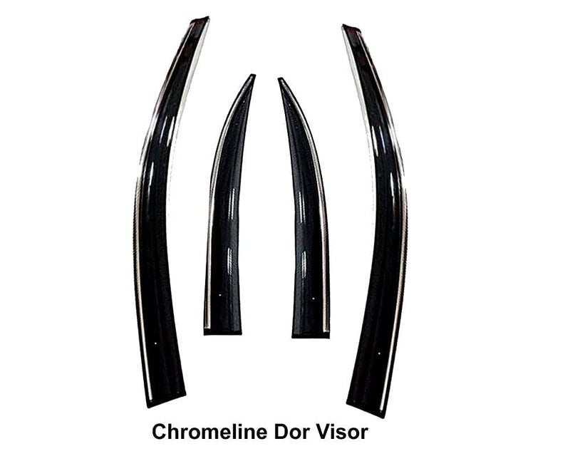 ROYALTECH Premium Chromeline & Silverline Unbreakable Car Rear Window Wind Deflectors & Side Door Visor Rain Guard Compatible with (Hyundai Xcent (2013 – 2017)) - Image 4