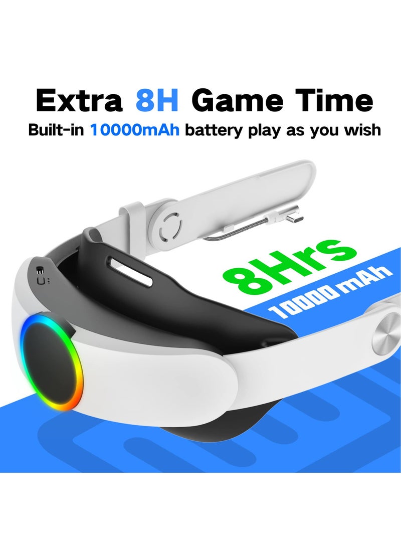 حزام رأس بطارية قابل للتعديل لسماعة الواقع الافتراضي Oculus Quest 2 Elite Strap مع بنك طاقة سعة 10000mAh لإكسسوارات Oculus Quest 2 - Image 3