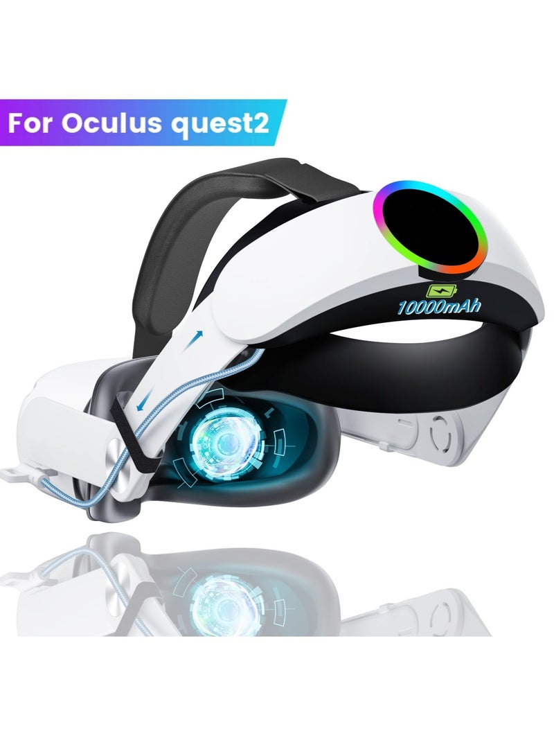 حزام رأس بطارية قابل للتعديل لسماعة الواقع الافتراضي Oculus Quest 2 Elite Strap مع بنك طاقة سعة 10000mAh لإكسسوارات Oculus Quest 2 - Image 1