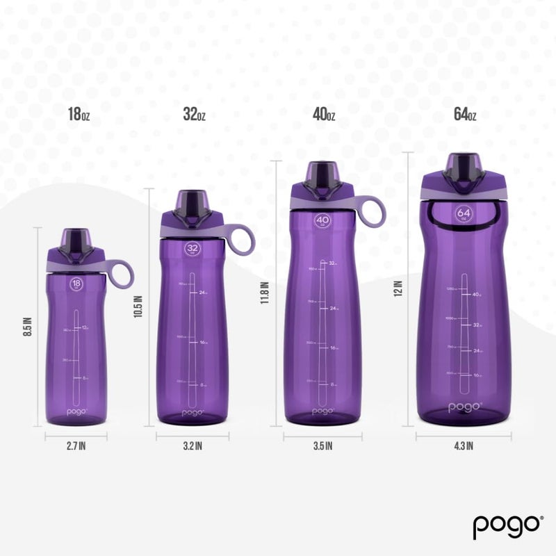 Pogo BPA-Free Plastic Water Bottle with Chug Lid, Purple, 32 oz. - Image 3