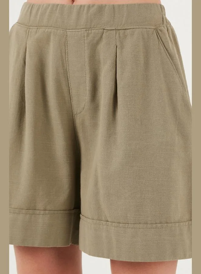 Lela Lela Cotton Standard Fit High Waist Stitch Detailed Shorts Women's SHORTS 668YP4921