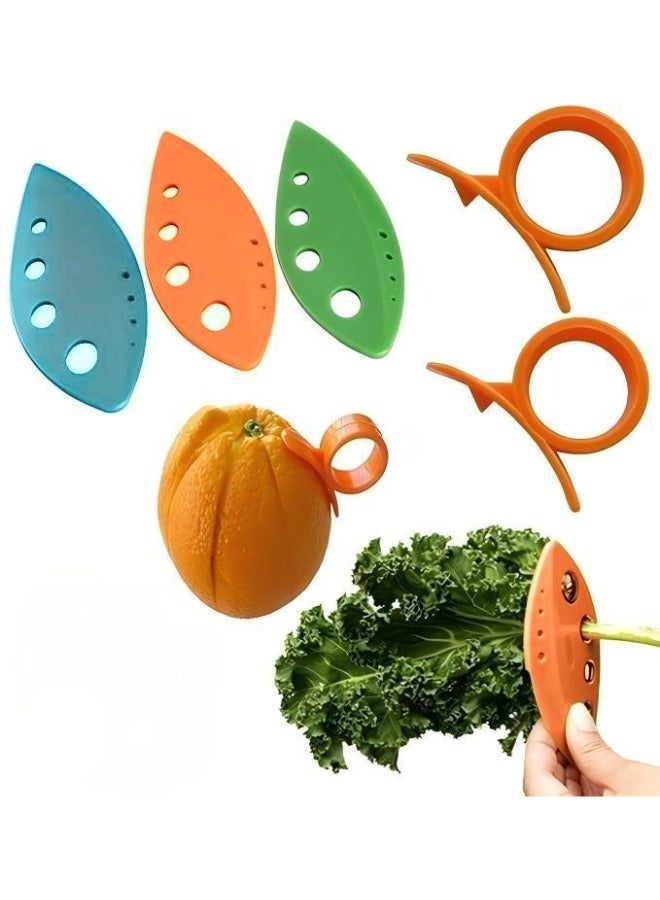 3 Herb Stripper + 2 Citrus Peelers - Kale Tool Rosemary Dill Orange Grapefruit Lemon Slicer Skin Remover Scoring Blade - Image 1