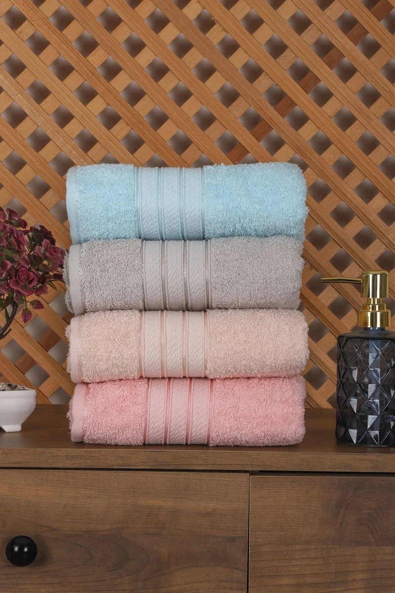 Mira Home Set of 4 Hand and Face Towels Cotton 50X90 cm Assos Color