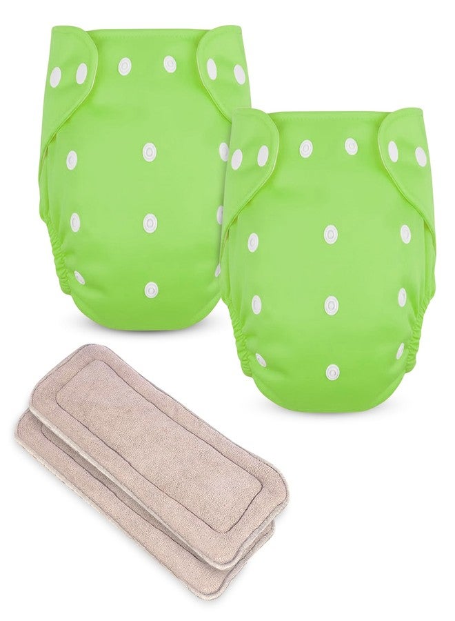 GLUN® Reusable Baby Cloth Diapers Combo, Pack of 2 Shiny Green Colour Comfort & Protection, Leakproof & High Absorption - Image 1