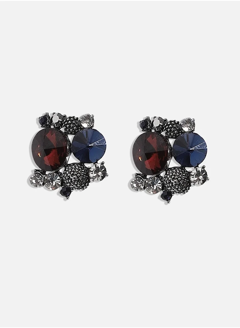 SOHI Crystal Textured Stud Earrings