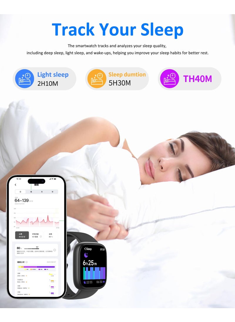إبسون ساعة ذكية للرجال بحجم 1.8"، مدمج بها Alexa (للرد على المكالمات وإجرائها)، مقاومة للماء بمعيار IP68، تتبع النشاط مع أكثر من 100 وضع رياضي، مراقب معدل ضربات القلب وSpO2 والنوم (باللون الأسود).  - Image 5