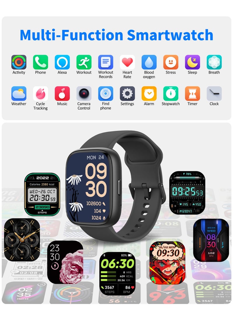1.8" Smart Watch for Men, Alexa Built-in (Answer/Make Calls), IP68 Waterproof 100+ Sport Mode Activity Tracker, Heart Rate SpO2 Sleep Monitor (black)