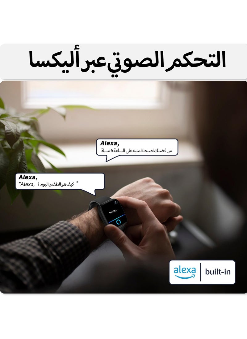 إبسون ساعة ذكية للرجال بحجم 1.8"، مدمج بها Alexa (للرد على المكالمات وإجرائها)، مقاومة للماء بمعيار IP68، تتبع النشاط مع أكثر من 100 وضع رياضي، مراقب معدل ضربات القلب وSpO2 والنوم (باللون الأسود).  - Image 3