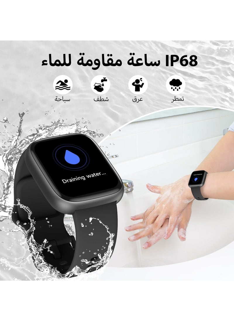 إبسون - ساعة ذكية للرجال بحجم 1.8"، مدمج بها Alexa (للرد على المكالمات وإجرائها)، مقاومة للماء بمعيار IP68، تتبع النشاط مع أكثر من 100 وضع رياضي، مراقب معدل ضربات القلب وSpO2 والنوم (باللون الأسود). - Image 1