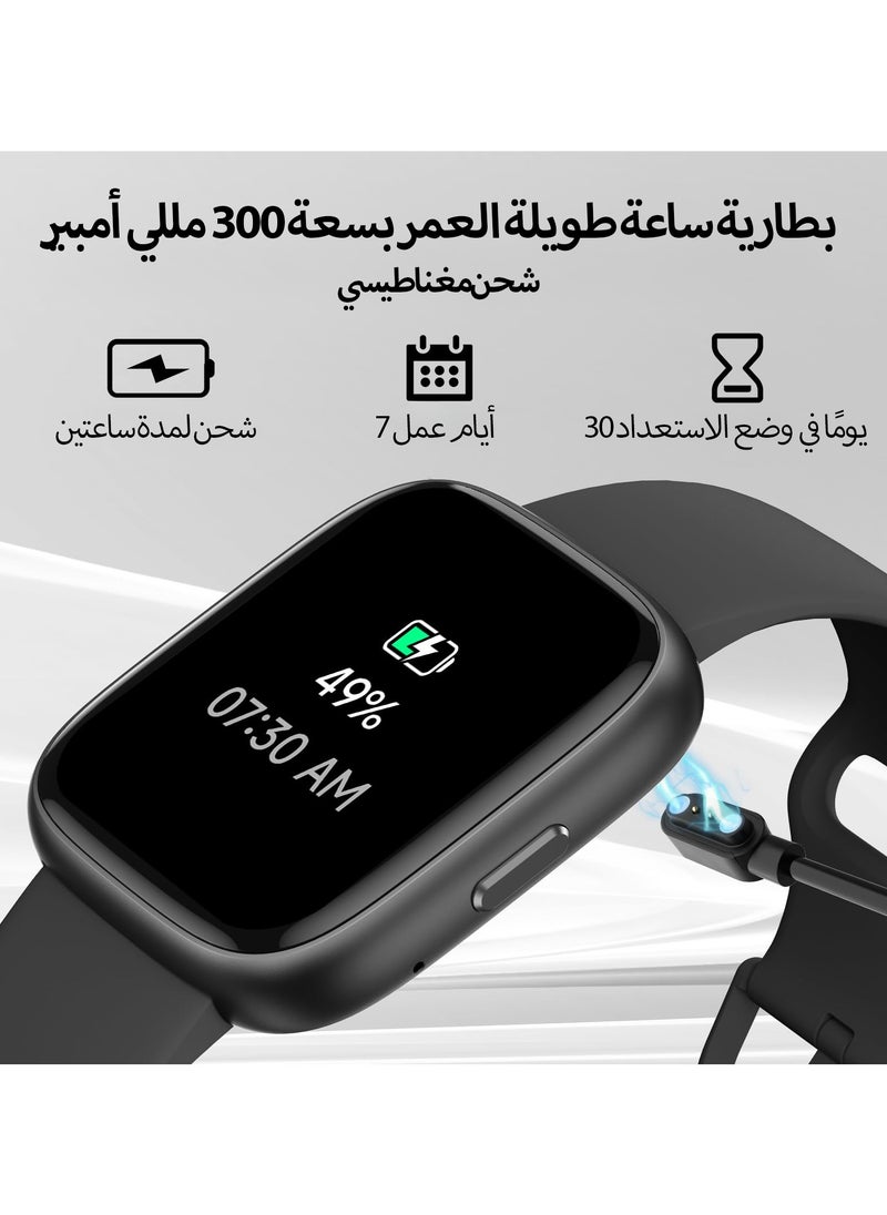 إبسون - ساعة ذكية للرجال بحجم 1.8"، مدمج بها Alexa (للرد على المكالمات وإجرائها)، مقاومة للماء بمعيار IP68، تتبع النشاط مع أكثر من 100 وضع رياضي، مراقب معدل ضربات القلب وSpO2 والنوم (باللون الأسود). - Image 1