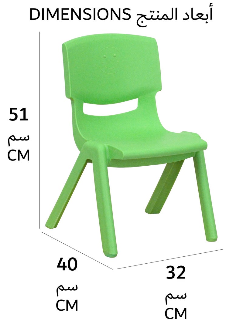 فنز  كرسي تعلم للأطفال من البلاستيك قابل للتكديس من فنز، 40 × 32 × 51 سم، لغرف اللعب والمدارس والحضانات والمنزل، باللون الأخضر - Image 3