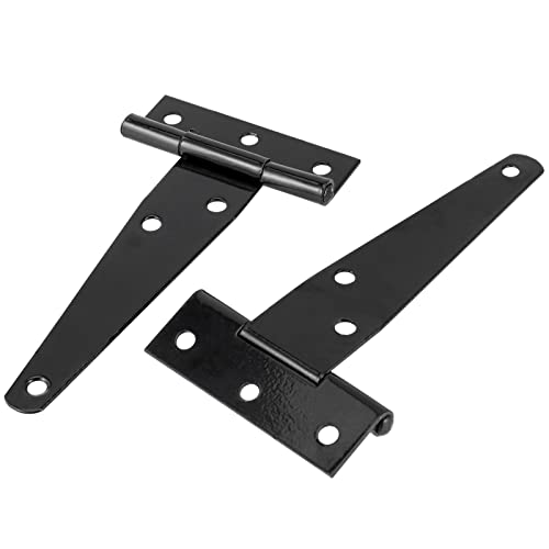 MOUYAT 20 Pack 4 Inch Black T-Strap Hinge Bulk, Heavy Duty Iron Barn Door Hinges with Screws, T Strap Shed Door Hinges for Wooden Door, Window, Fence - Image 5
