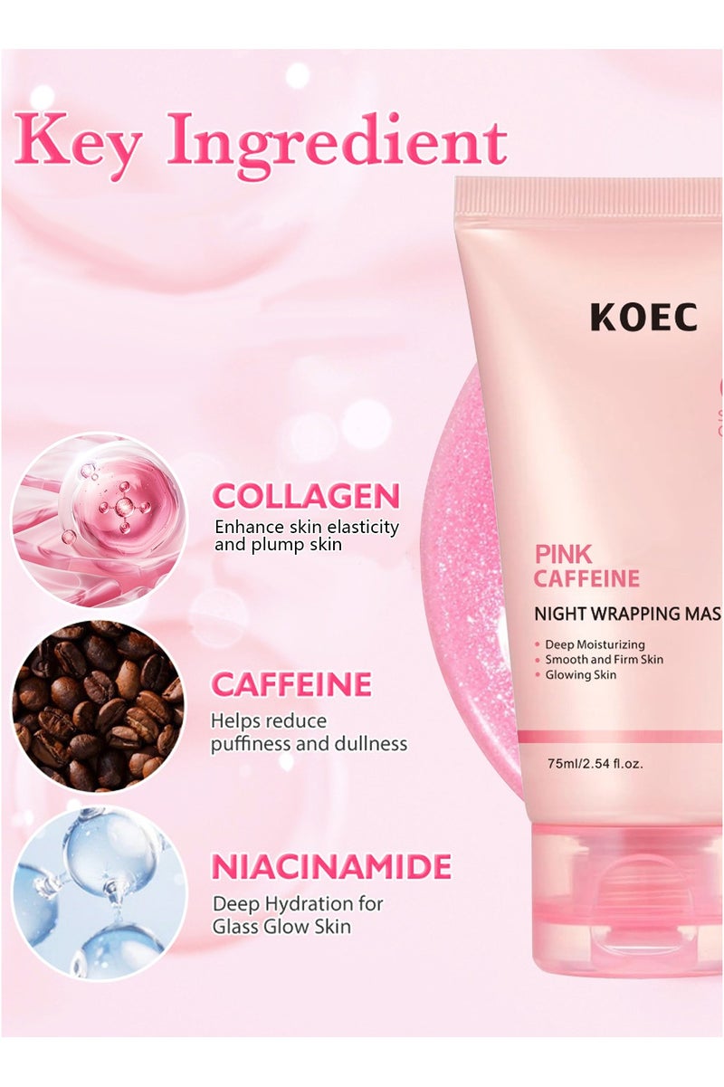 ك أو إي سي قناع الوجه الوردي المقشر بالكافيين أثناء الليل، ترطيب عميق، بشرة مشدودة، بشرة نقية، يدعم محيط الوجه وبشرة الزجاج - Image 3