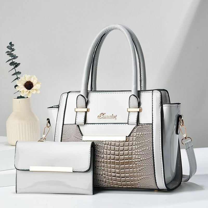 Mother-In-Law Bag Crocodile Pattern Bright Leather Two-Piece Set Women'S Crossbody Bag Korean Style Handbag Shoulder Bag Handbags - Image 5