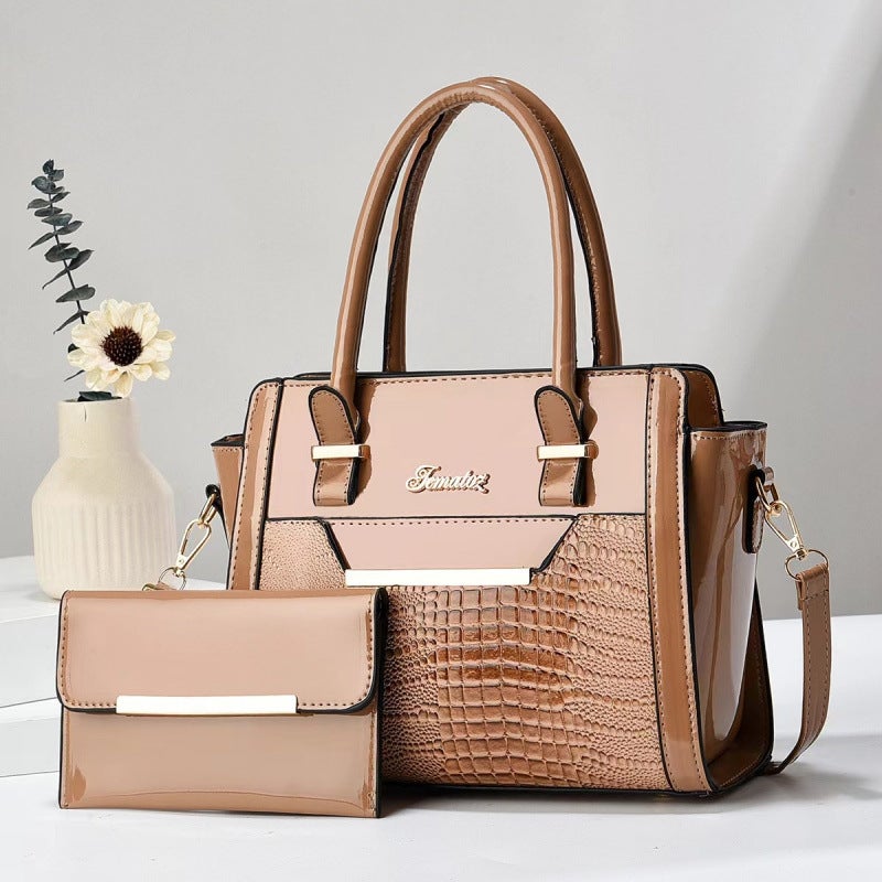 Mother-In-Law Bag Crocodile Pattern Bright Leather Two-Piece Set Women'S Crossbody Bag Korean Style Handbag Shoulder Bag Handbags - Image 4