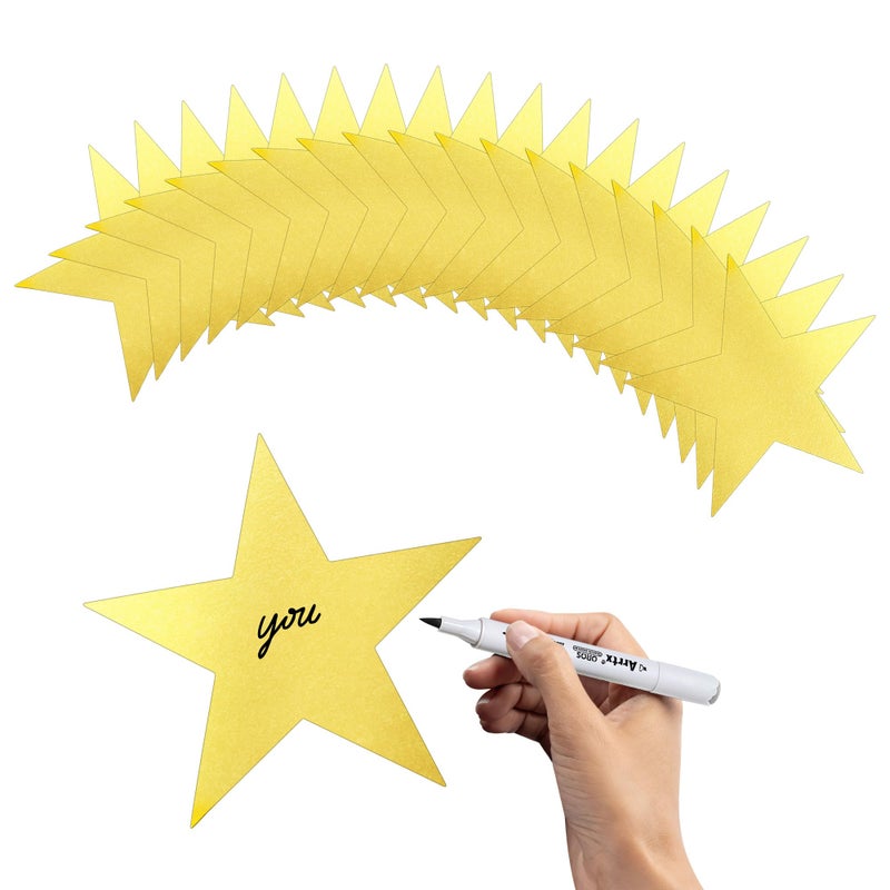 Leislam Star Cutouts, 24PCS Gold Star Cutouts, Double Printed Paper Stars, 6 Inch Cardboard Star Cutouts, Glitter Stars Decorations for Christmas Wedding Movie Night Classroom Wall Party Supplies - Image 1