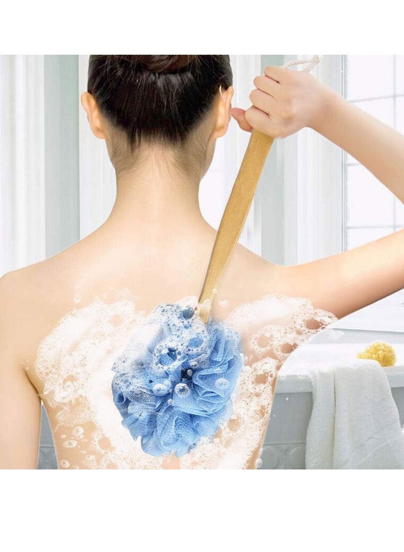 RASDDER Loofah with Handle, Loofah on a Stick, Loofah Sponge with Handle, PE Soft Mesh Luffa, Exfoliating Luffa on a Stick for Men and Women - Image 2