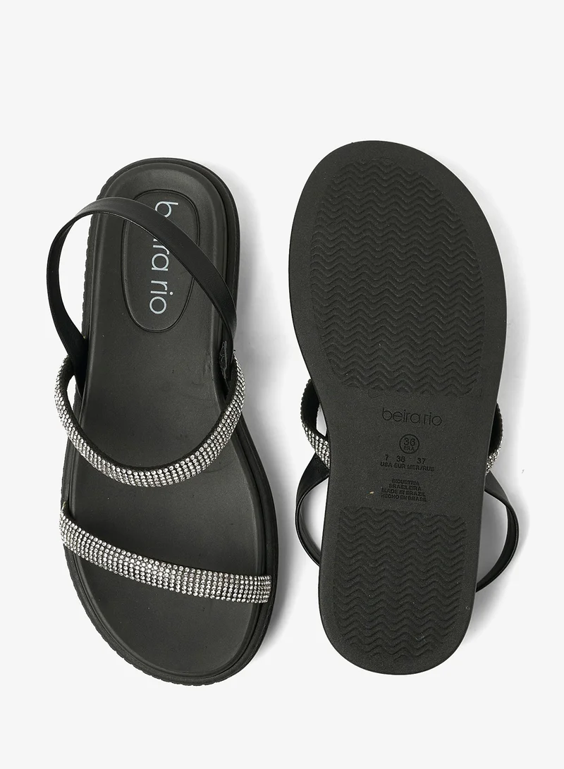 Beira Rio Black Flat Sandals for Women – Stylish Ladies Flat Sandals & Comfortable Flat Slippers for Women | Best Price UAE