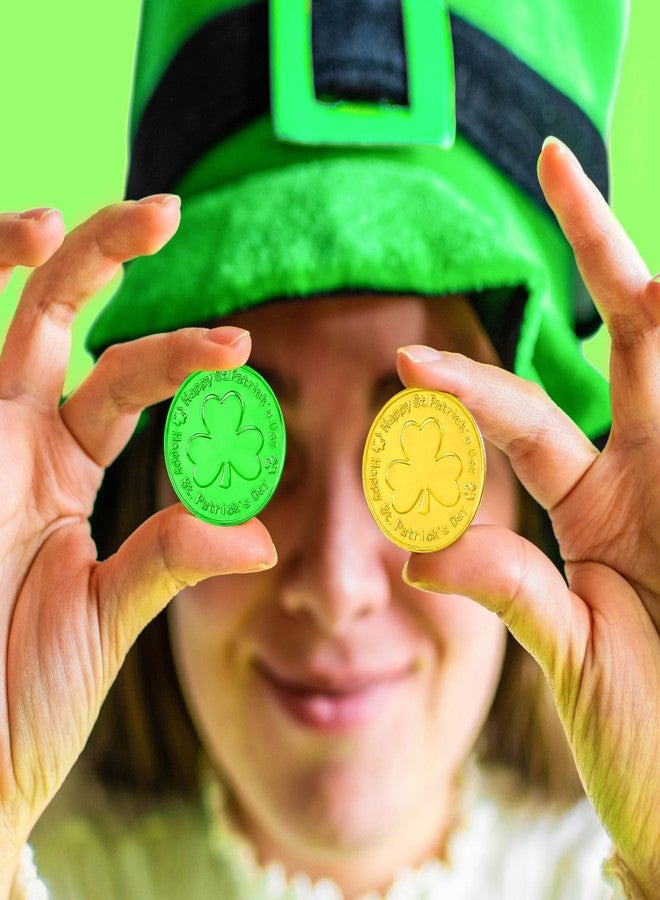 Fullive 120 PCS St Patricks Day Decorations, 1.4 in Shamrock St Patricks Day Coins, Gold Green Lucky Coins Fake Coins Plastic Coins St Patricks Day Gold Coins, Shamrock Decoration St Patricks Day Party Favor - Image 4