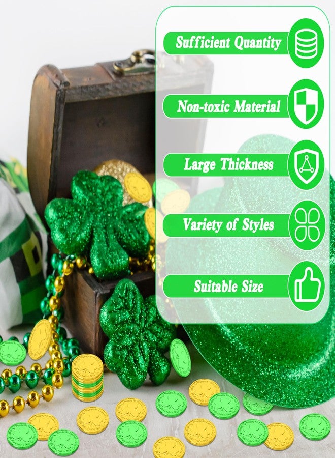 Fullive 120 PCS St Patricks Day Decorations, 1.4 in Shamrock St Patricks Day Coins, Gold Green Lucky Coins Fake Coins Plastic Coins St Patricks Day Gold Coins, Shamrock Decoration St Patricks Day Party Favor - Image 3