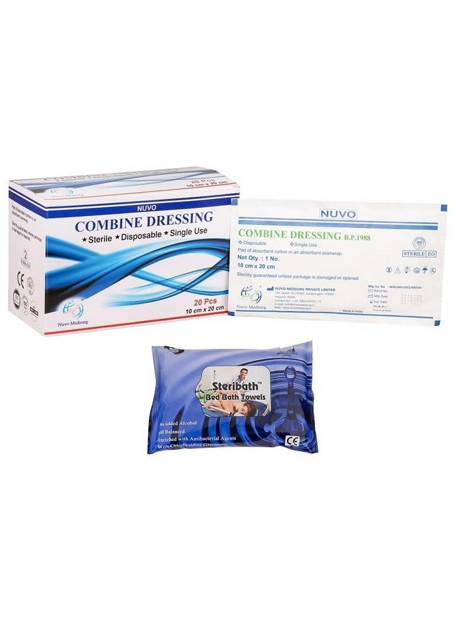 NUVO MEDSURG Sterile Combine Dressing Pad 20 Cm X 10 Cm - 20 Pcs  - Image 1