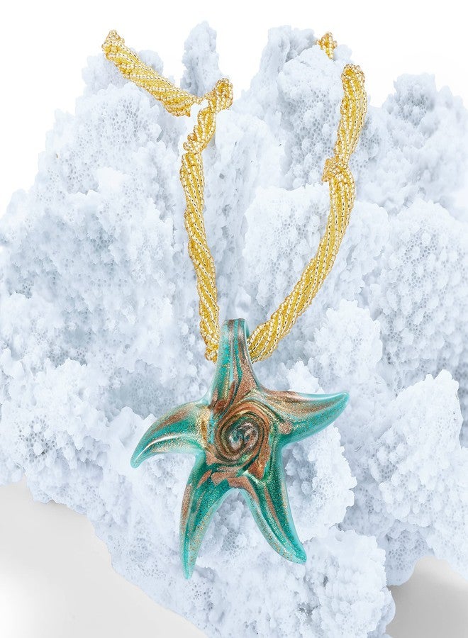 Ross-Simons Italian Turquoise Murano Glass Starfish Necklace With 18kt Gold Over Sterling. 18 inches - Image 5