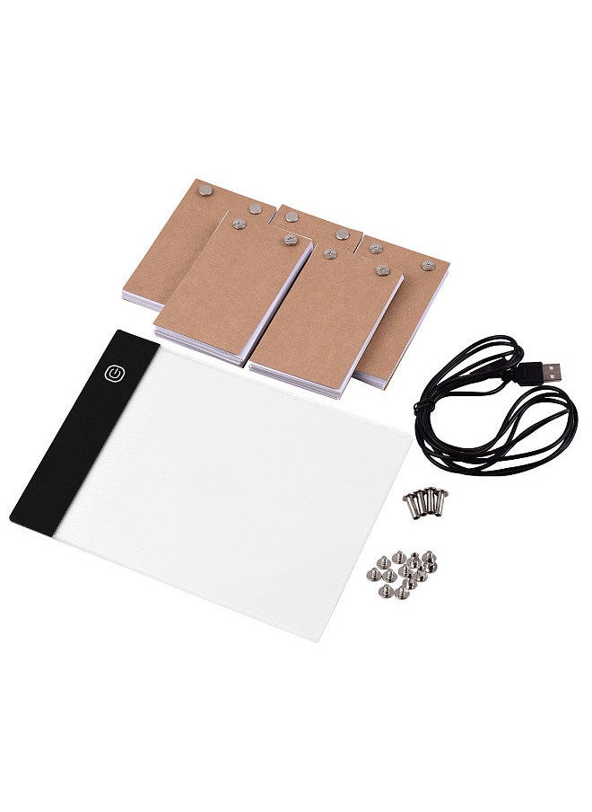 Portable Flip Book Kit with Light Pad Tablet LED Light Box 3 Level Brightness Control 300 Sheets Flipbook Paper with Binding Screws for Tracing and Drawing