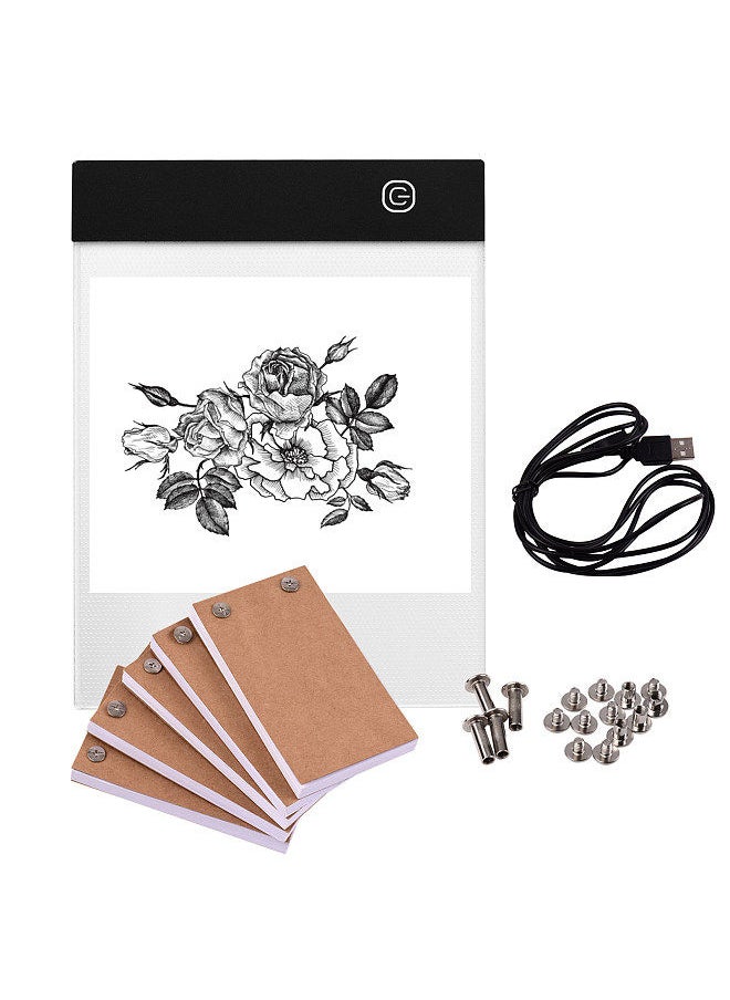 Portable Flip Book Kit with Light Pad Tablet LED Light Box 3 Level Brightness Control 300 Sheets Flipbook Paper with Binding Screws for Tracing and Drawing