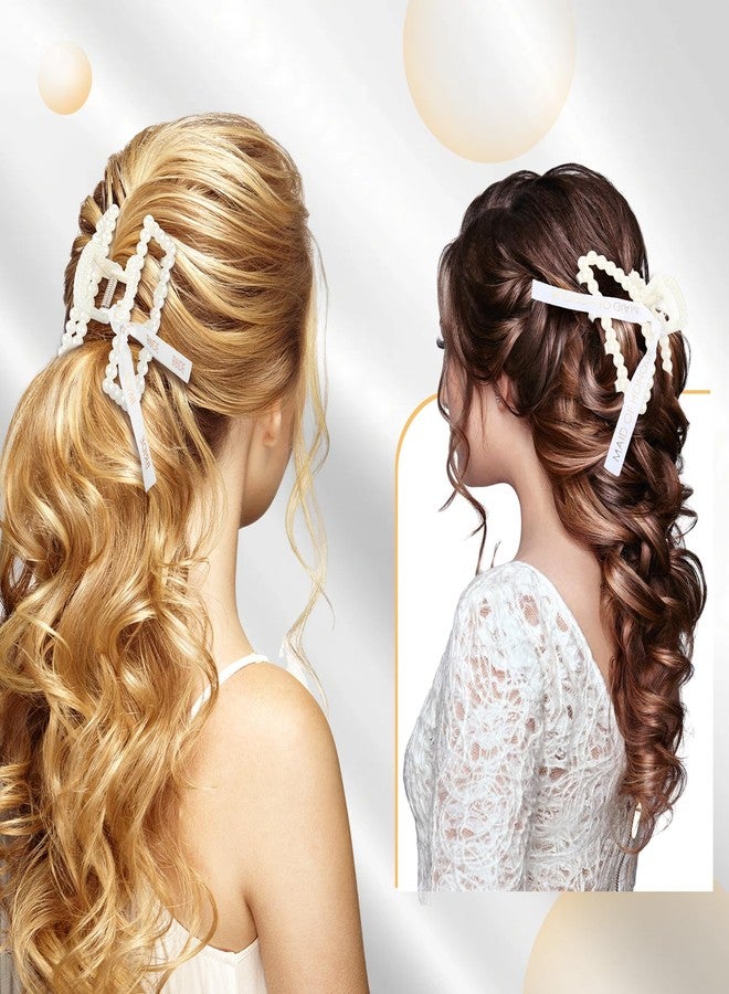 Hotop 11 Pcs Bridesmaid Pearl Hair Clips 3.15 Inch Bridal Hair Claw Clips with Ribbon Bridesmaid Proposal Gifts for Women Girls Accessories Styling Wedding Bridal Party Present - Image 5