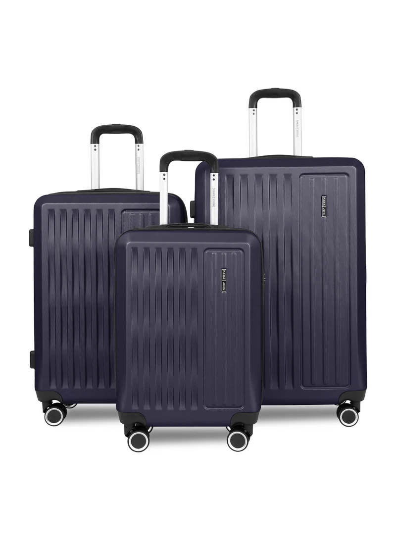 ABS Material 3-Piece Hardsided Luggage Set | 4-Wheel Spinner Trolley | Small (10kg), Medium (20kg), Large (30kg) -Blue