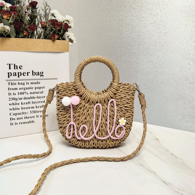 Summer Handmade Straw Bag Fashion Internet Popular Portable Shoulder Women'S Bag Sweet Hand Solid Color Casual Bag - Image 3