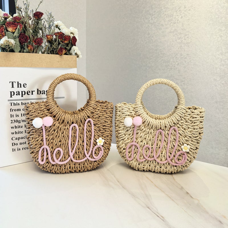 Summer Handmade Straw Bag Fashion Internet Popular Portable Shoulder Women'S Bag Sweet Hand Solid Color Casual Bag - Image 2
