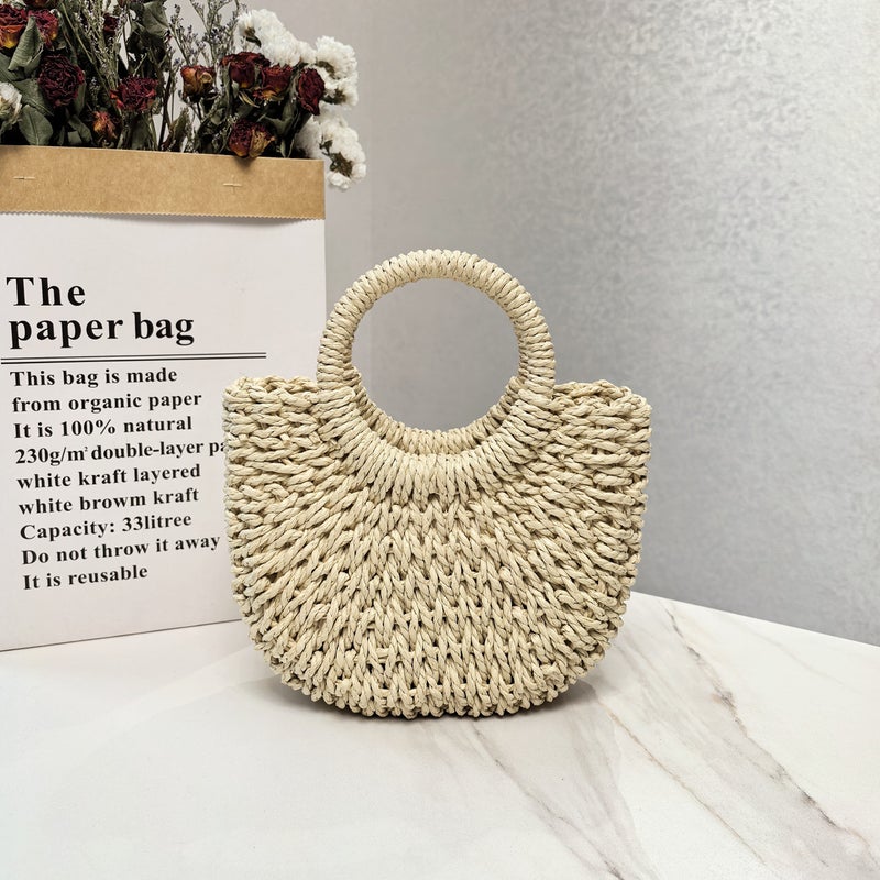 Summer Handmade Straw Bag Fashion Internet Popular Portable Shoulder Women'S Bag Sweet Hand Solid Color Casual Bag - Image 1