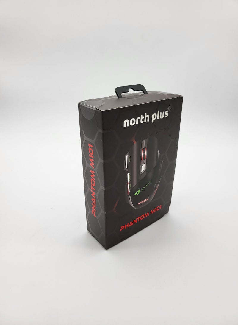North Plus PHANTOM M101 RGB Wireless Gaming Mouse - Wired, 2.4G, Bluetooth | 800mAh Rechargeable Battery, 1200-4800 DPI, Type-C Charging, Precision Control - Image 4
