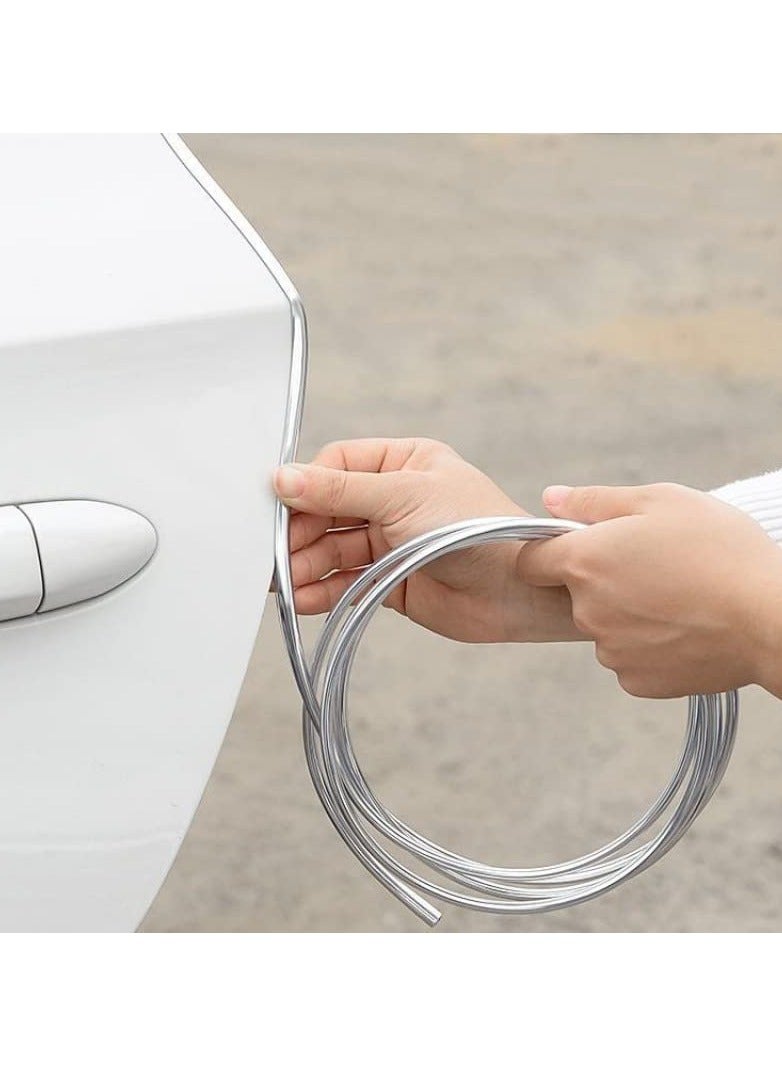Universal Car Door Edge Guards U Shape Chrome Trim Strip DIY for Sedan Pickup Decoration Silver - Image 1