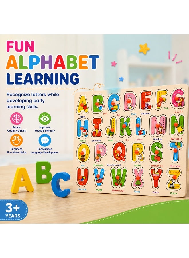 ريتش لايف لوحة بازل الحروف الإنجليزية الخشبية للأطفال | لعبة تعليمية تفاعلية لتعلم ABC | لعبة مطابقة الحروف الإنجليزية للتعليم المبكر - Image 2