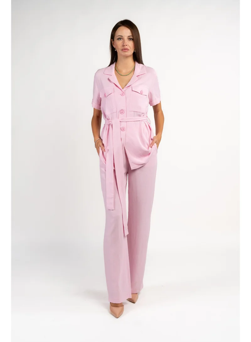 Fashonara Linen Baby Pink Co-Ord Set