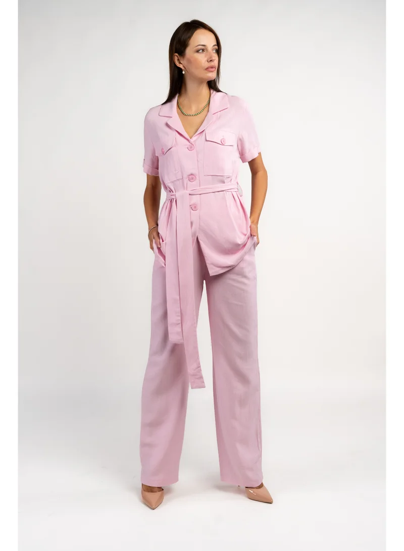 Fashonara  Linen Baby Pink Co-Ord Set for Women | Best Price UAE