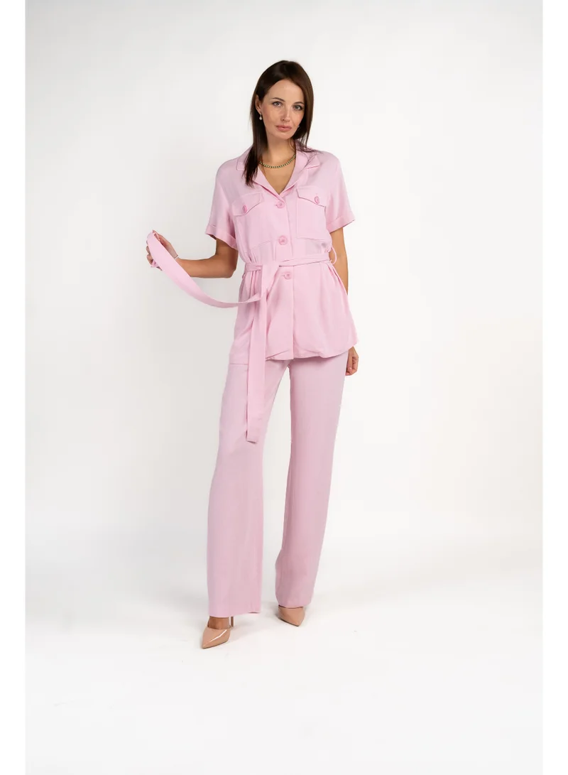 Fashonara  Linen Baby Pink Co-Ord Set for Women | Best Price UAE
