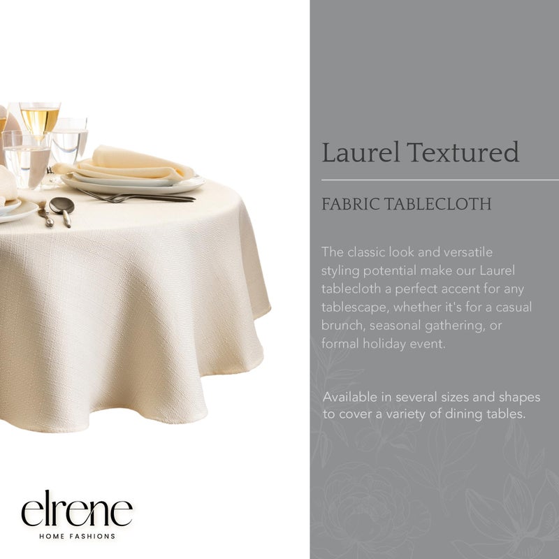 Elrene Home Fashions Laurel Solid Texture Water and Stain Resistant Tablecloth, 90" Round, Ivory - Image 2