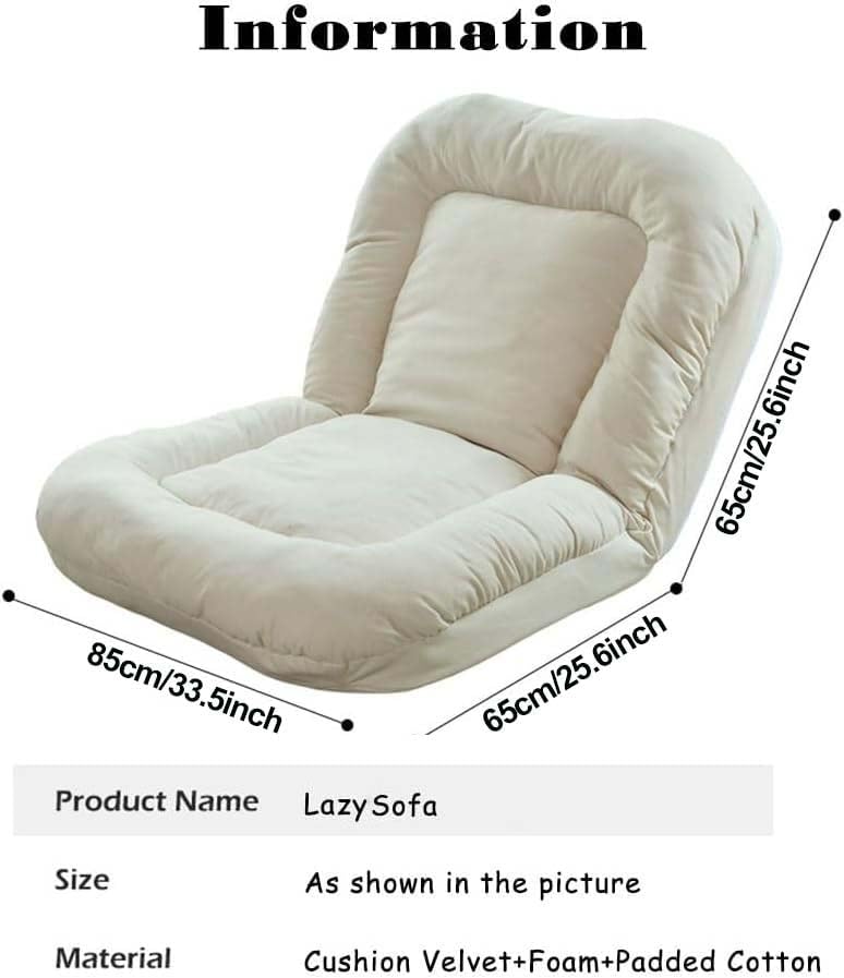 Large Floor Sofa Bed with Back Support, 5 Reclining Poistion Adjustable Floor Lounge Chair, Foldable Gaming Recliner, Lazy Couch for Gaming, Reading, Sleeping (J(Grey)) - Image 5