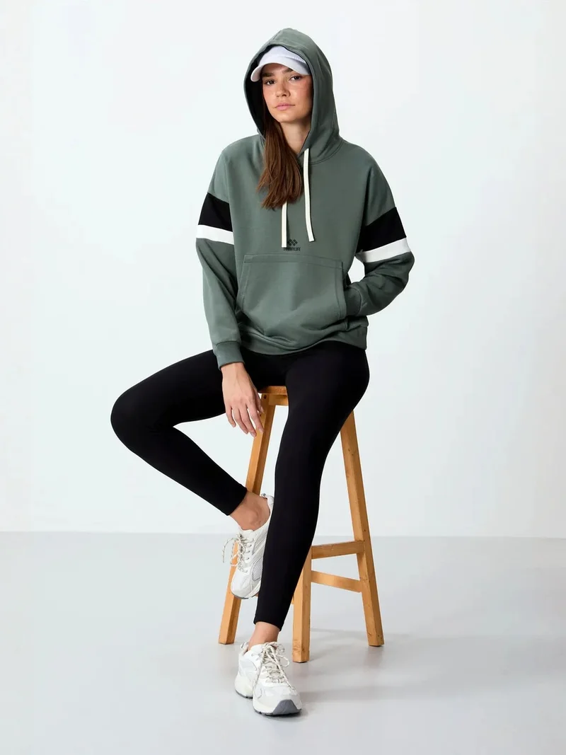 تومي لايف TOMMY Oversized Color-block Hooded Sweatshirt With Pocket