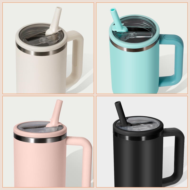 ANTAND 2 Pack 40 oz Tumbler Flip Straw Lid Replacement Fit for Stanley Quencher  Leak Proof for Stanley Lid Replacement Spill Proof Reusable Tumbler Cover Compatible with 40oz Stanley Cup Accessories - Image 2