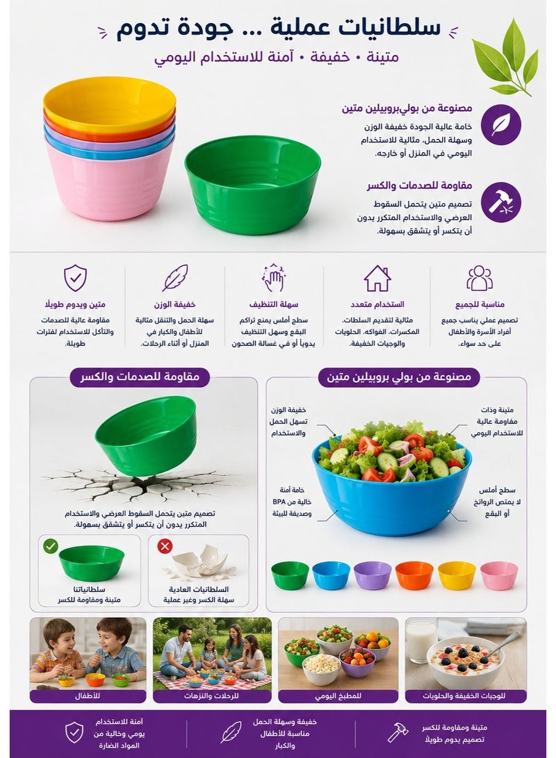 Ikea 6-Piece Colorful Plastic Bowls 12 × 9 cm – Lightweight Durable Polypropylene Bowls for Kids & Adults, Impact-Resistant Reusable Food-Safe Bowls, Stackable Space-Saving Design, Dishwasher Safe up to 70°C, Perfect for Cereal, Fruits, Salads, Desserts, Snacks, Nuts, Picnic, Camping, Travel & Everyday Use - Image 4