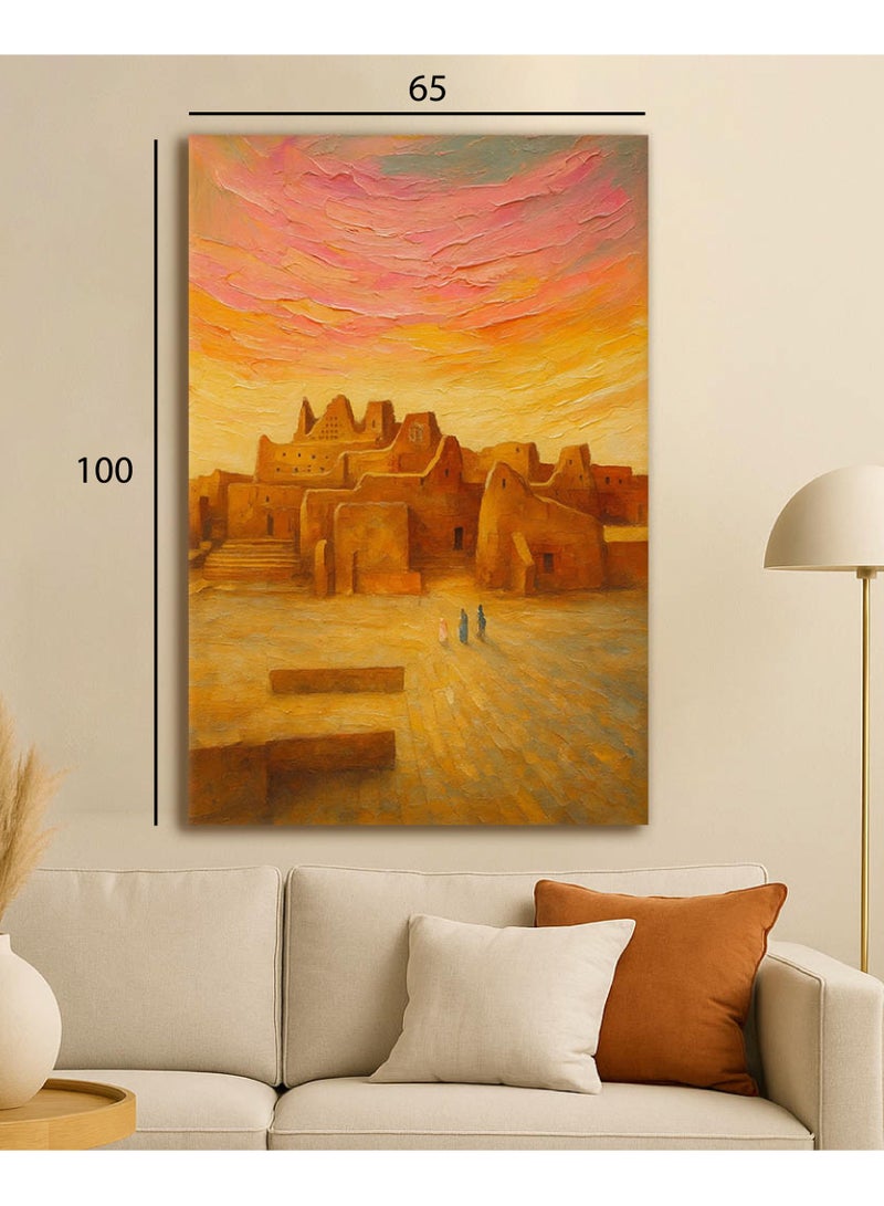 تذكار لوحة جدارية مطبوعة كانفاس  مستوحاه بالفن التجريدي لمدينه الدرعيه القديمه - Image 1