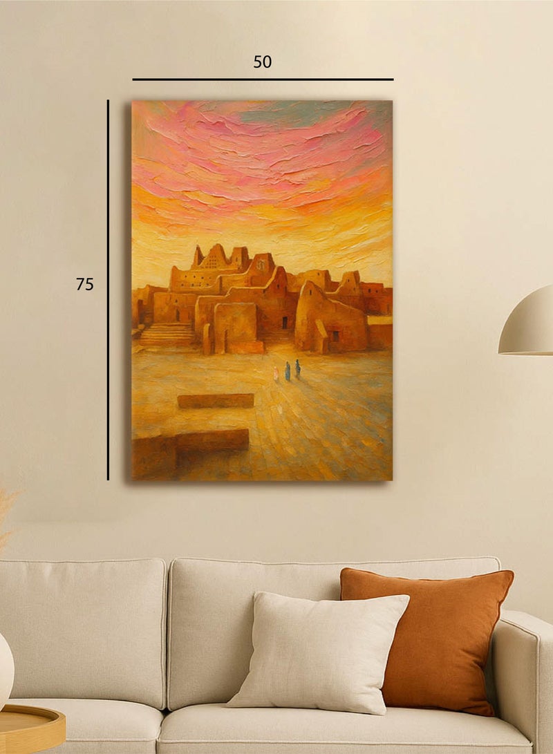 تذكار لوحة جدارية مطبوعة كانفاس  مستوحاه بالفن التجريدي لمدينه الدرعيه القديمه - Image 2