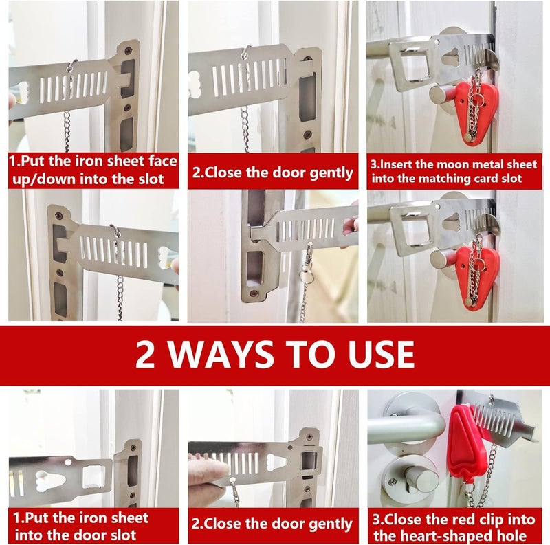 TOPPROSPER Upgraded Portable Door Lock Home Security Door Locker Devices & Door Stopper, Perfect Red Christmas Gifts Self Defense Travel Essentials for Hotel Apartment Airbnb Additional Safety - Image 3